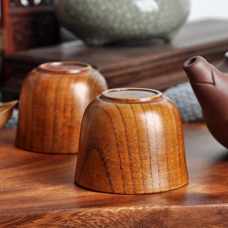 Japanese Style Natural Wooden Cup Reusable Environmental Protection Tea Coffee Milk Wine Cup Heat Insulation Water Cup