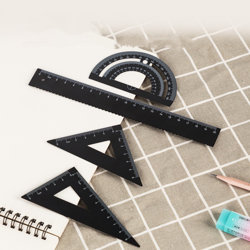 Juego de reglas de metal de 4 piezas: herramientas de dibujo y matemáticas de 6 colores, reglas de dibujo para estudiantes y diseñadores