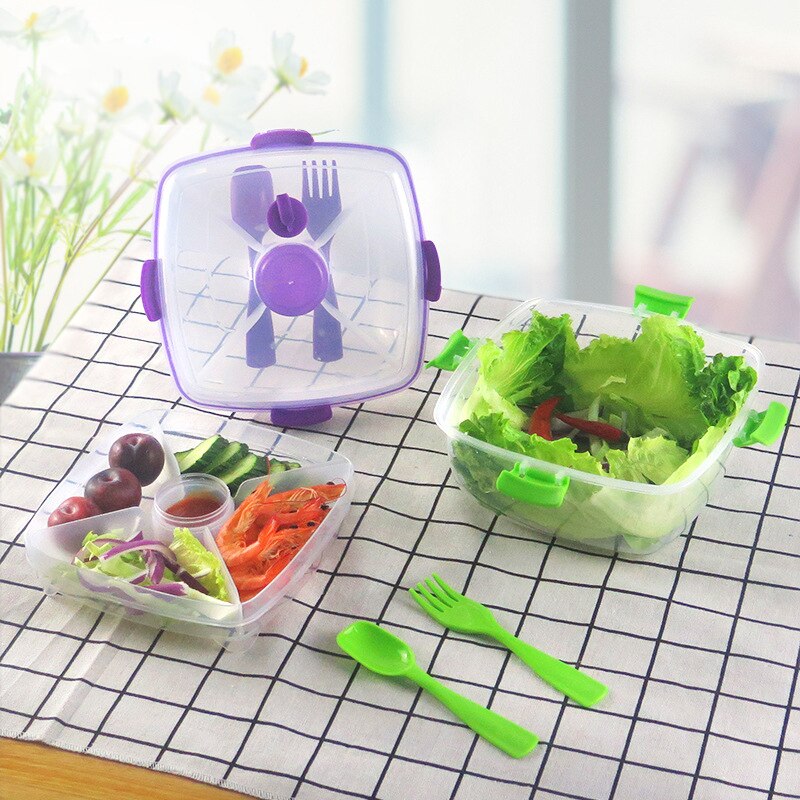 Portable Salad Container Lunch Container Salad Bowl With Dressing Container Salad Kit Microwave Safe Picnic Food Container
