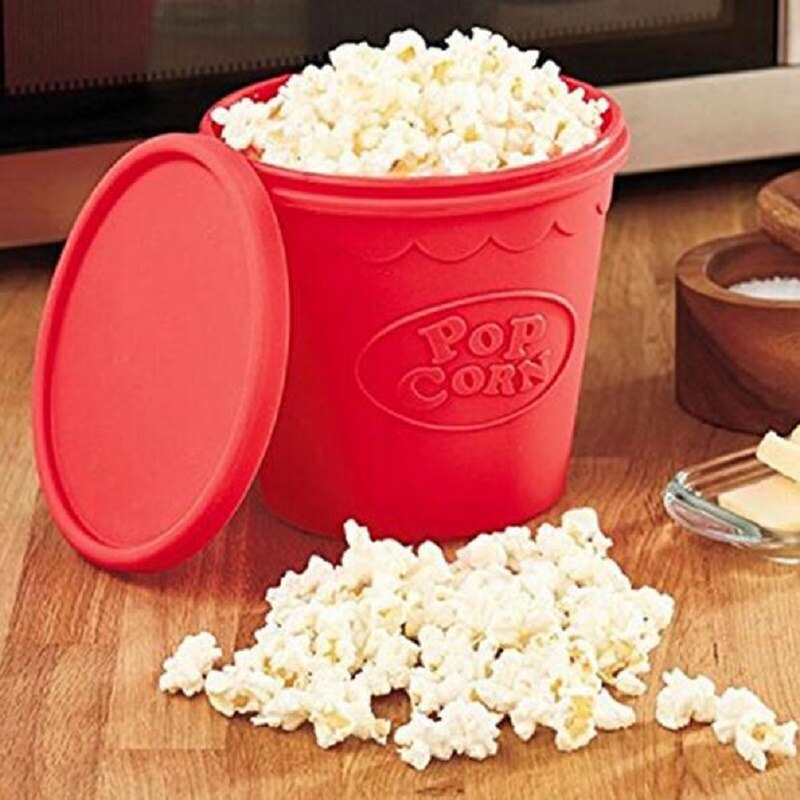 1Pcs Original Red Silicone Microwave Popcorn Maker Bucket Snack Bucket Family Party Supplies DIY Kitchen Tools