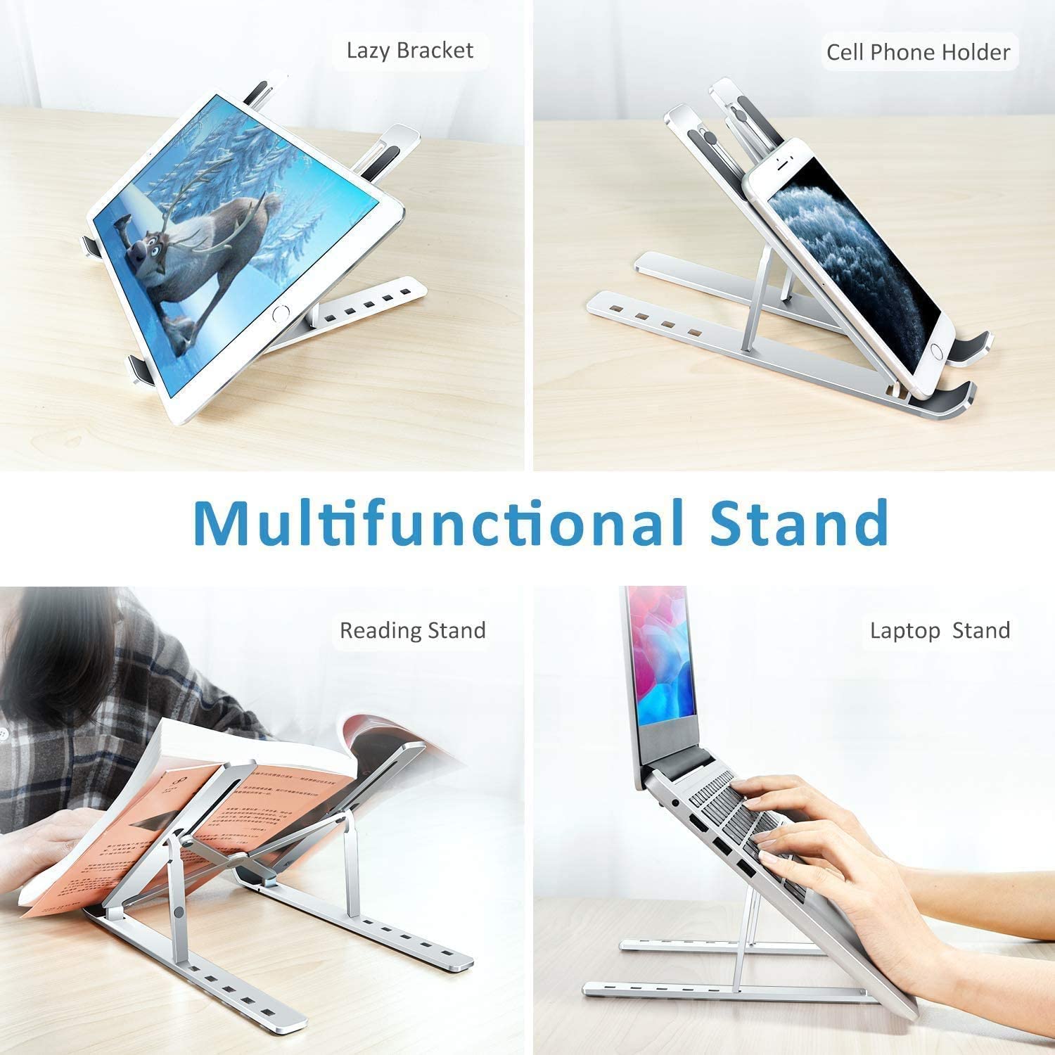 Bærbar Laptop Stand i Aluminium Foldbar - Justerbar Støtte til Macbook Pro, Notebook, Tablet og PC