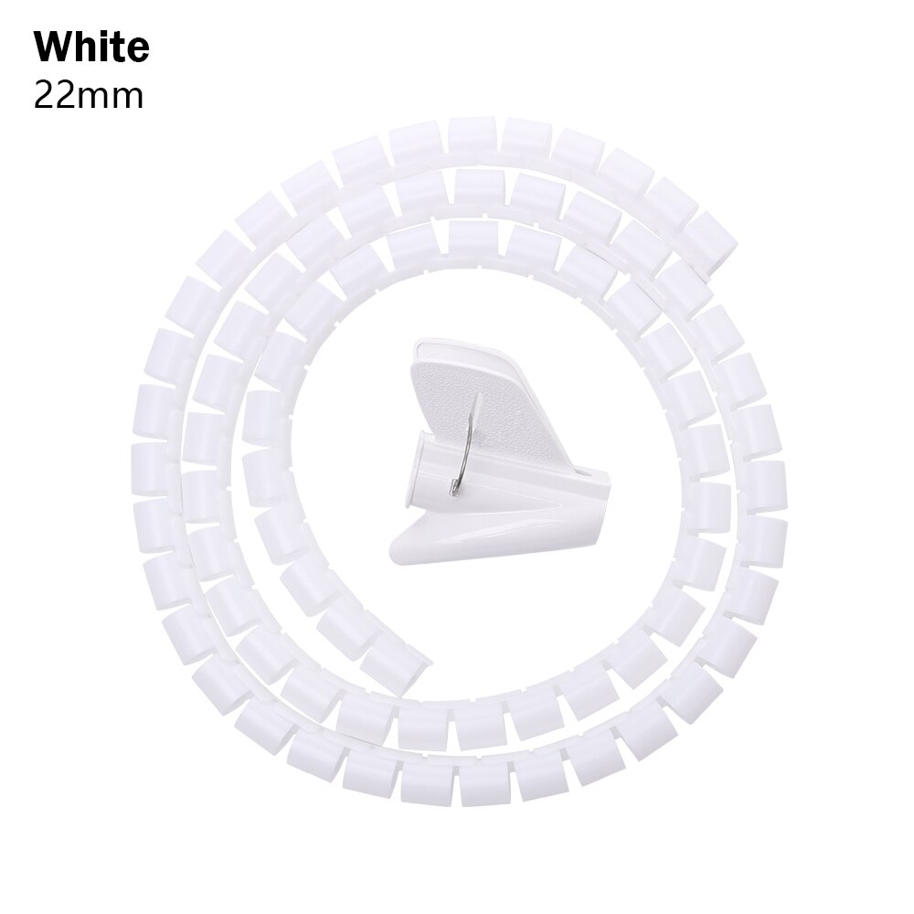 1.5m- kabler metalltråd pakke inn organizer spiral rør kabel vikle ledning beskytter fleksibel datamaskin kabel håndtering metalltråd lagringsrør: 22mm- hvite