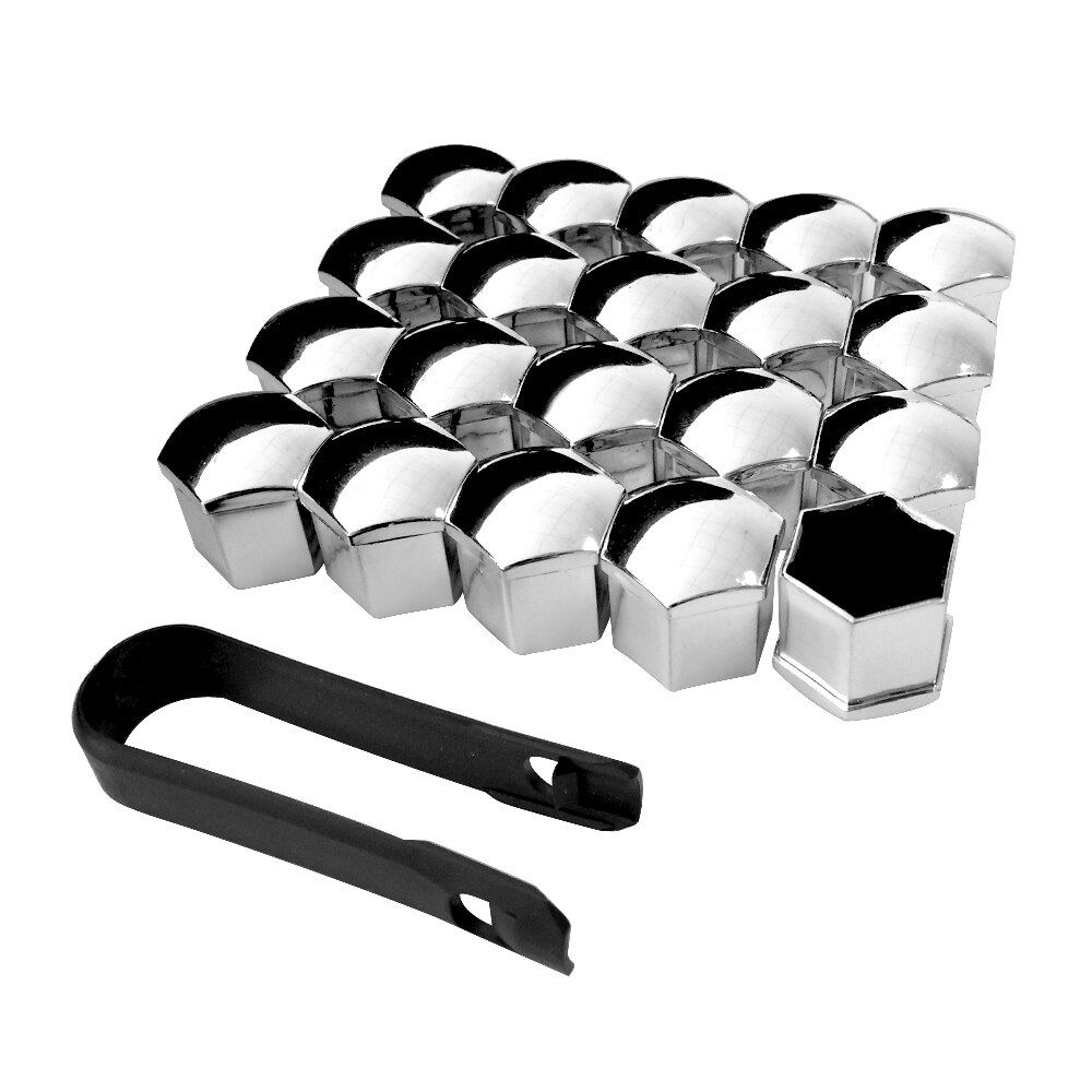 20 piezas Universal Anti-óxido 17 19 21mm cromo brillante de ABS para automóvil Trim neumático tuerca de la rueda tornillo cubierta de protección Cap accesorios de coche