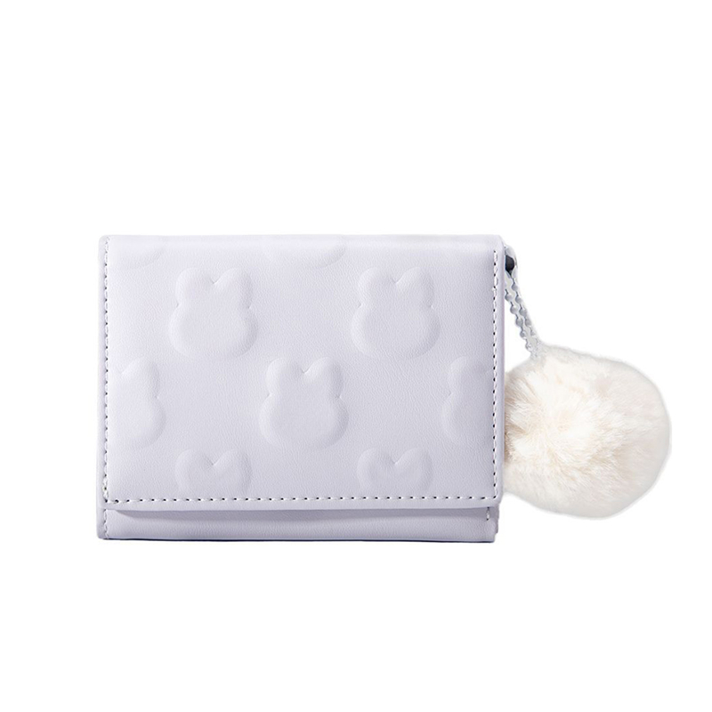 Cartoon Small Wallet Cute Korean Short Wallet Women's Solid Color Cute Rabbit Pattern Simple Multi Card Bag Zero Wallet: black
