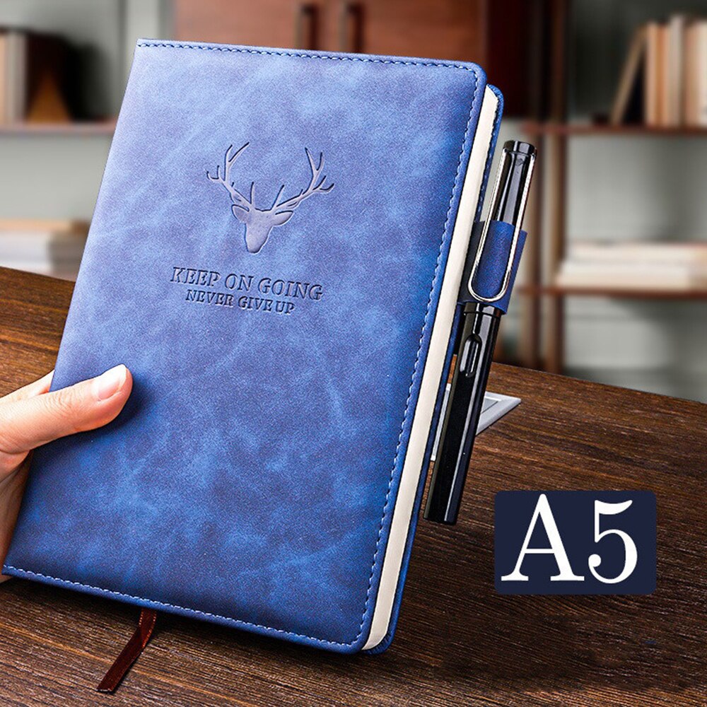 360 Pagina 'S Super Dikke Lederen A5 Notebook Dagelijks Business Office Werk Notebooks Notepad Dagboek Schoolbenodigdheden: Blauw