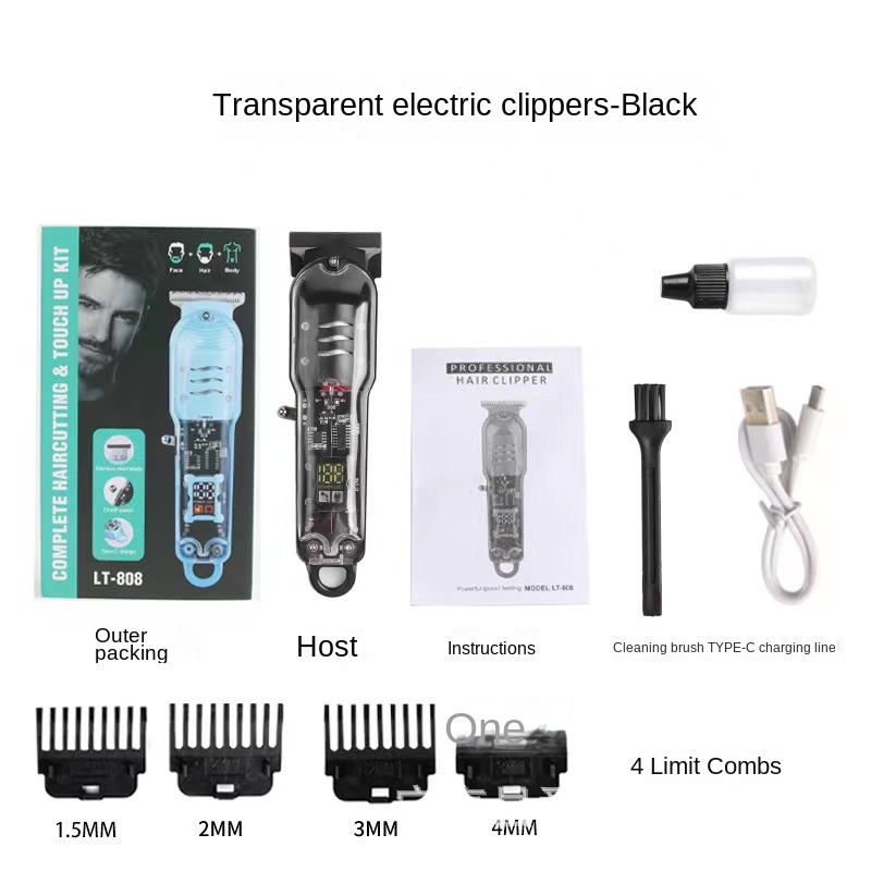 Hair Cutting Machine Rechargeable Hair Clipper Transparent Electric Hair Trimmers For Men Cordless Hair Cut Machine