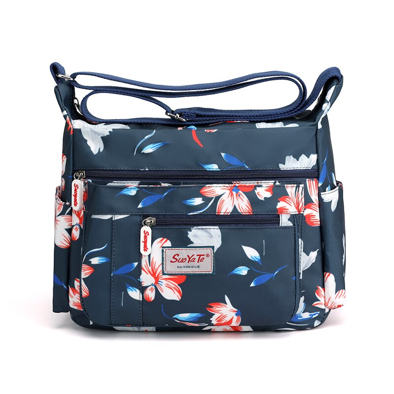 Nylon Bloemen Patroon Dames Schoudertas Multifunctionele Vrouwen Handtassen Reistas Sac Femme: Color-4