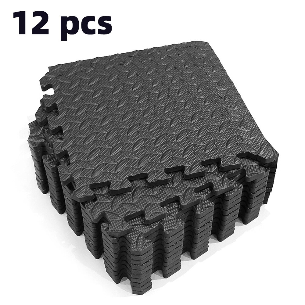 12 Stuks 30*30Cm Eva Non-Slip Vloermatten Voor Gym Floor Mat Splicing Patchwork Tapijten Dikker shock Voor Gym Fitness Kamer Workouts: 30x30x1cm 12pcsBlack