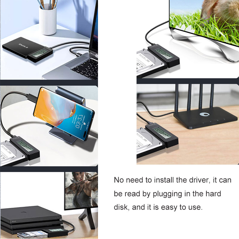 USB 3.2 3.0 to SATA III Adapter Converter Cable Digital display Case for 2.5/3.5-Inch SSD HDD Hard Drive External for Laptop PC