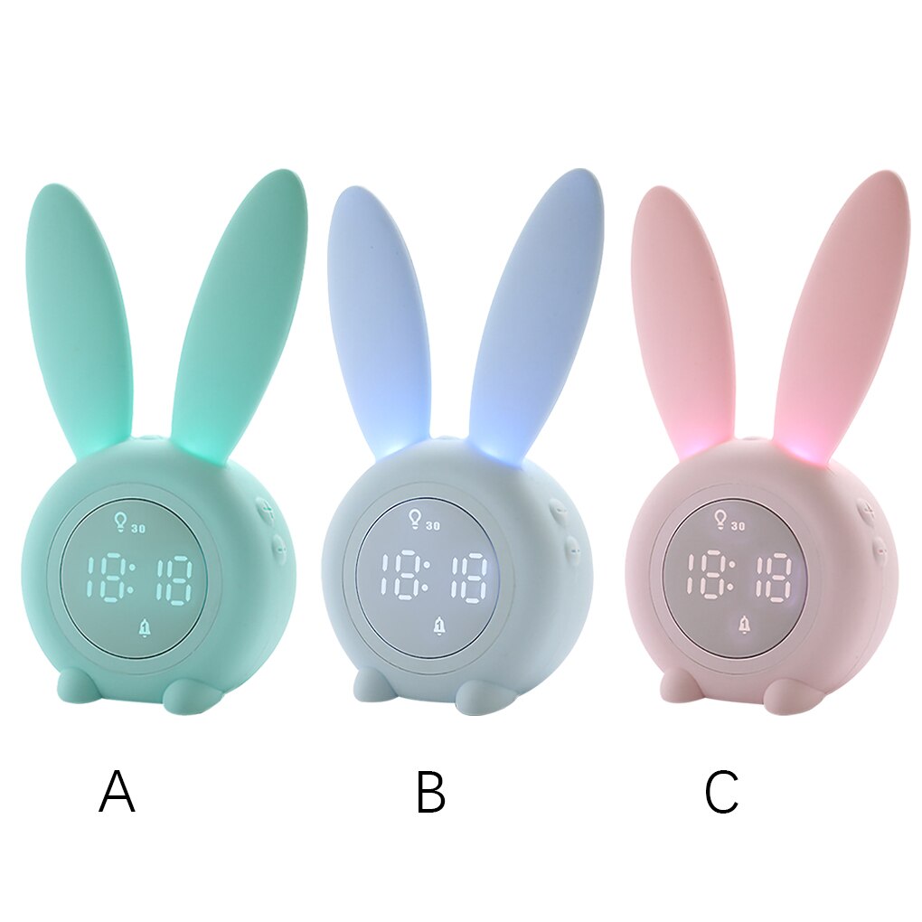 Réveil lapin numérique Led USB, horloge électronique, réveil, veilleuse, , dessin animé