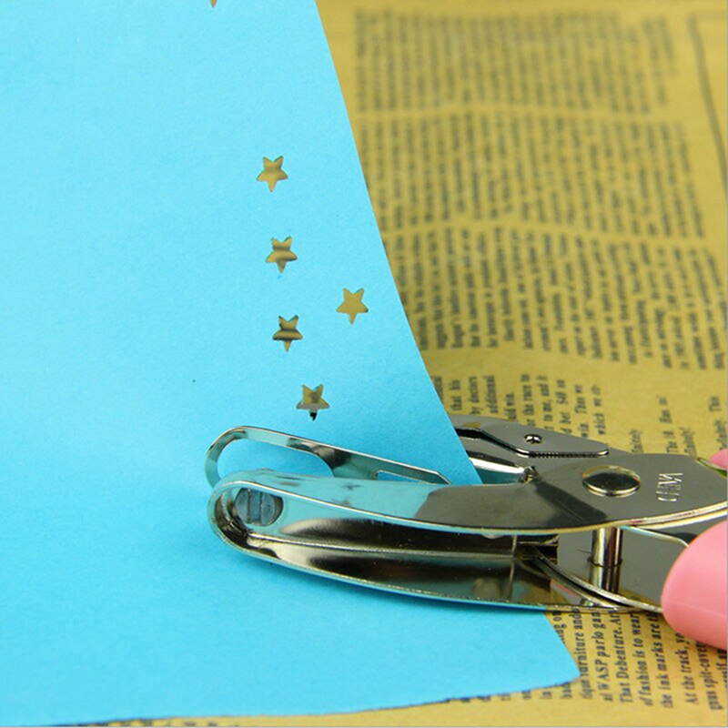 Hand Held 1 Hole Metal Paper Punch Single Heart Shape Hole Greeting Cards Scrapbook Notbook Puncher Hand Tool Pink Grip