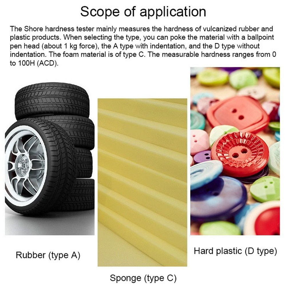 Digital Shore Hardness Durometer Digital Hardness Tester Hardness Meter Shore 0-100 A/O/D For Plastic Leather Rubber Multi-resin