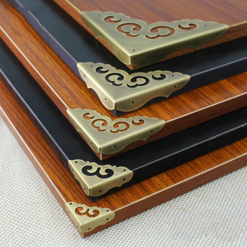 Antique Copper Clad Corner Brass Corners Cover Chinses Furniture Wooden Case Edge Protection Jewelry Box Corner Feet 11.5CM