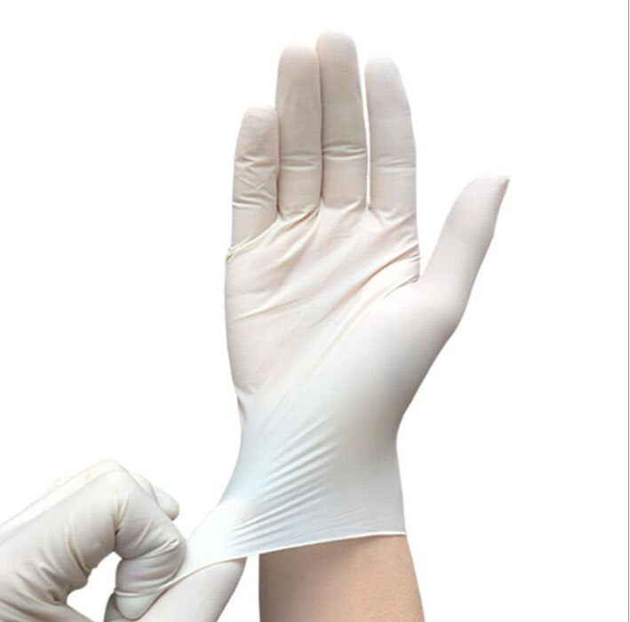 Handskar 100 st vit blå engångs latex nitril handskar latex för hushållsrengöring produkter industritvätt, handskar s,m,l