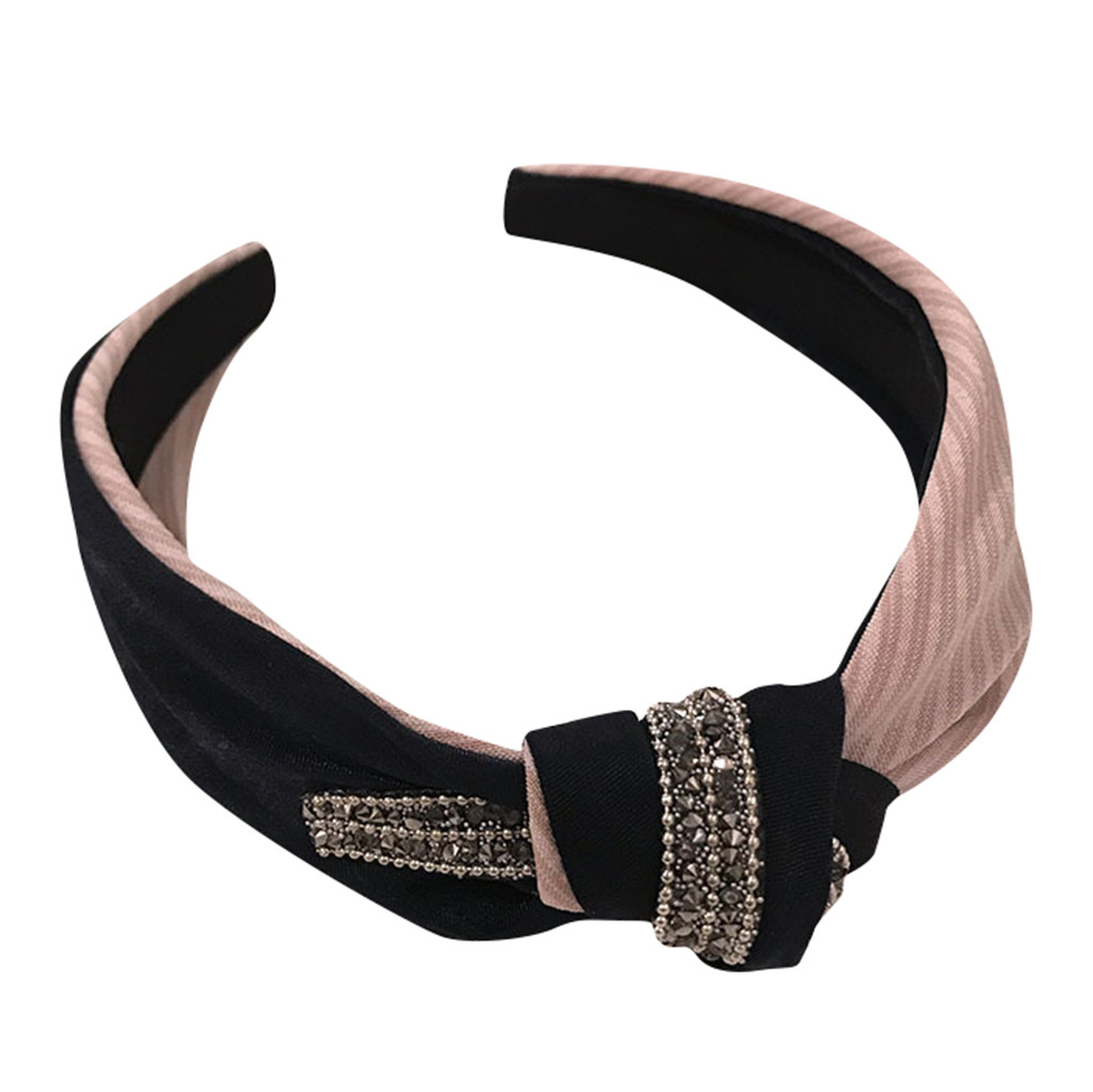Randigt prickigt pannband för kvinnor vintage elastiskt hårband turban huvudinpackning klassisk kors huvudbonad håraccessoarer ya