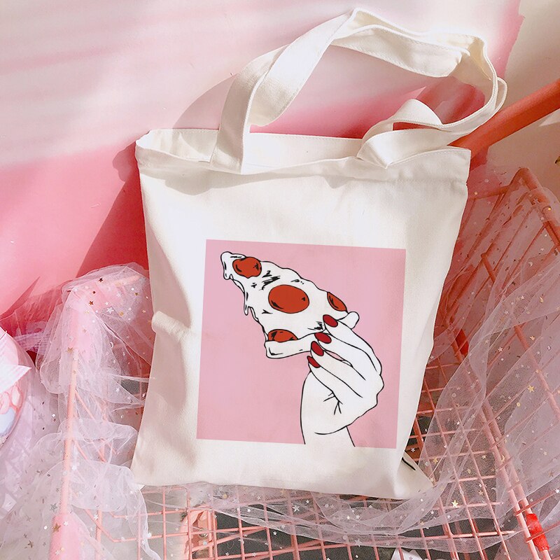 Harajuku Ulzzang Women Print Summer Shoulder Bag Cartoon Casual Female Tote Bag Fun Female Canvas Bags Large-capacity