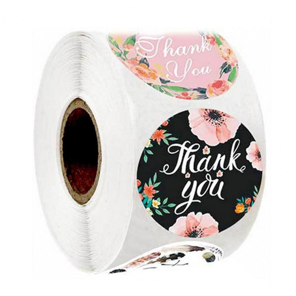 500Pcs Floral Pattern Thank You Stickers Roll Wraps Wedding Card Decals