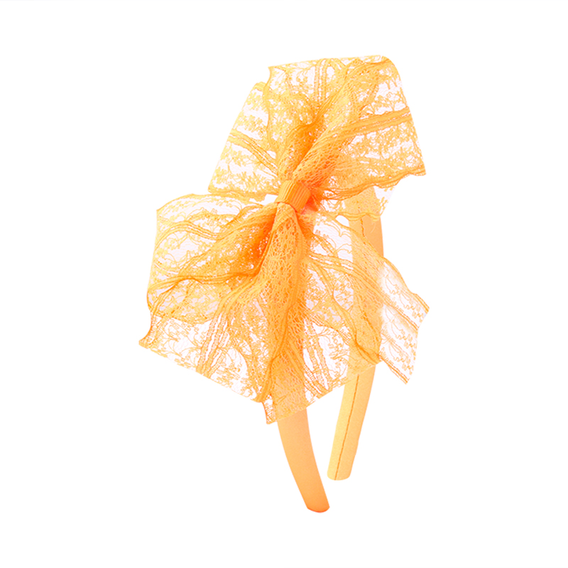 Candygirl-Diadema de encaje de los años 80, accesorios de disfraces para temática de los años 80, sin dolor de cabeza, diadema de lazo de encaje de neón para Halloween: orange headband