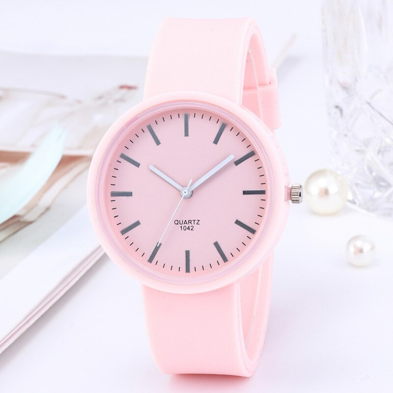 Ins Trend Candy Color Wrist Watch Women's Watches Korean Silicone Jelly Watch Reloj Mujer Clock for Women: Pink