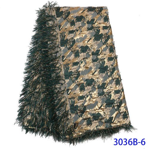 Afrikansk stof blonder fransk nigeria brocade blonder stof med fjer tyl blonder stof til kjoler  ks3036b: Billede 6