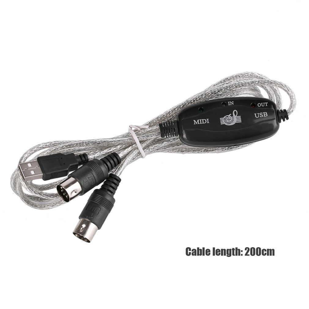 USB IN OUT MIDI Interface Cable Converter PC to Music Keyboard Adapter Cord
