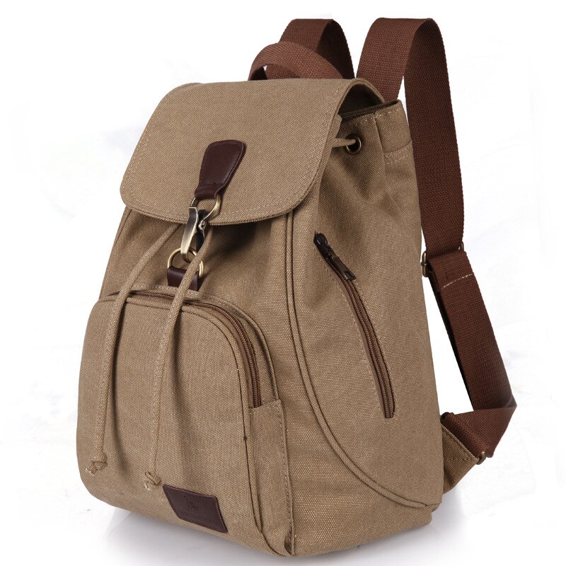 Chuwanglin Female women canvas backpack preppy style school Lady girl student school laptop bag mochila bolsas ZDD6294: Dark Khaki