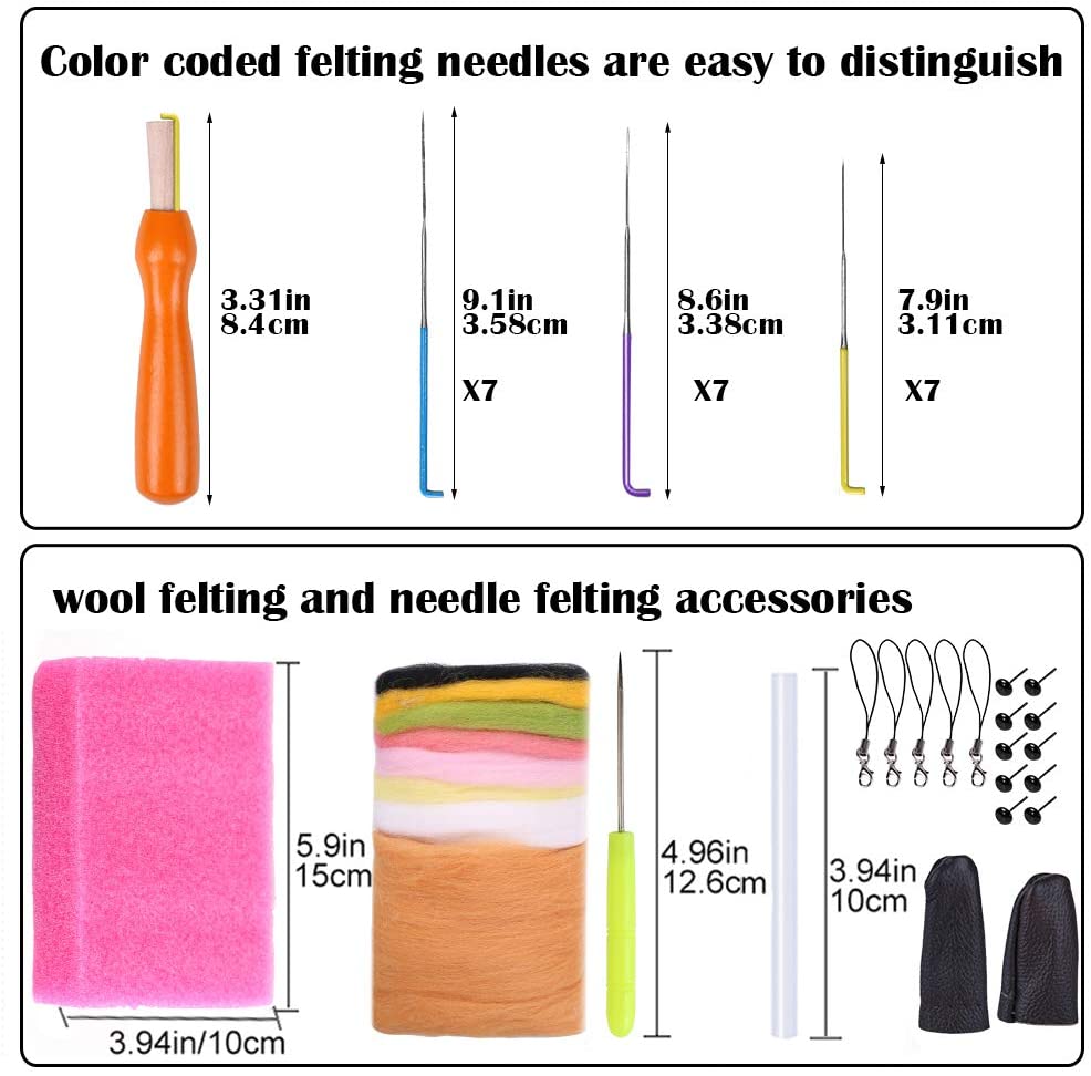 LMDZ Wool Fiber DIY Wool Felt Kit Handle Wool Felt Toys Making Fabric Materials Handcraft Felt Needle For Beginners