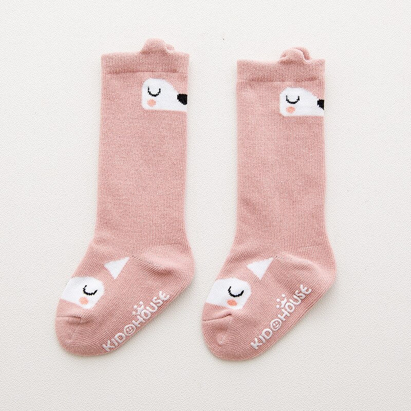 Unisex Lovely Cute Cartoon Fox Kids baby Socks Knee Girl Boy Baby Toddler Socks animal infant Soft Cotton socks: Colore rosa / 2-4 years