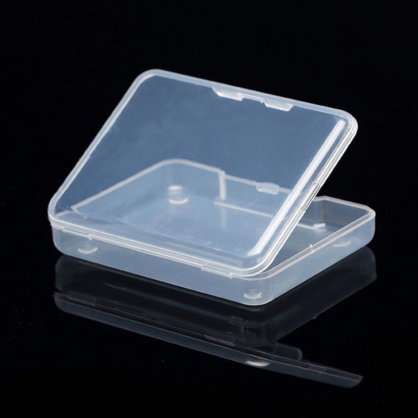 Caja de contenedores de almacenamiento de cuentas de plástico transparente con tapa con bisagras para cuentas y más, Mini caja vacía Rectangular de 6,8x5,2x1,1 cm