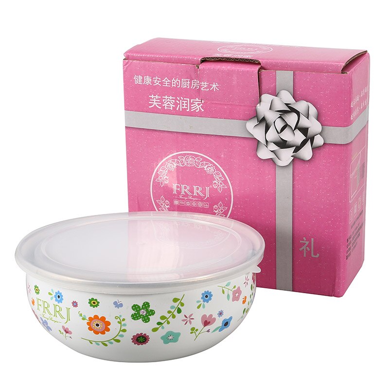 Bol para el hielo con esmalte de flores, recipiente fresco, 5 Juegos de almacenamiento de alimentos, caja de color sellado, caja de con estampado de conejos, 10-18cm