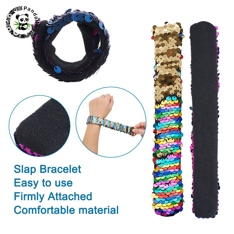 Pandahall 14 stuks/set zeemeermin slap armbanden tweekleurige omkeerbare bedel pailletten flip polsbandjes voor sieraden bevindingen 25 x 3mm