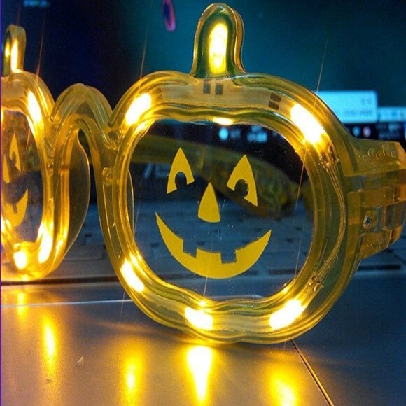 Orange tegneserie græskar led halloween maske briller dekoration glød blinkende briller lysende smiley græskar briller