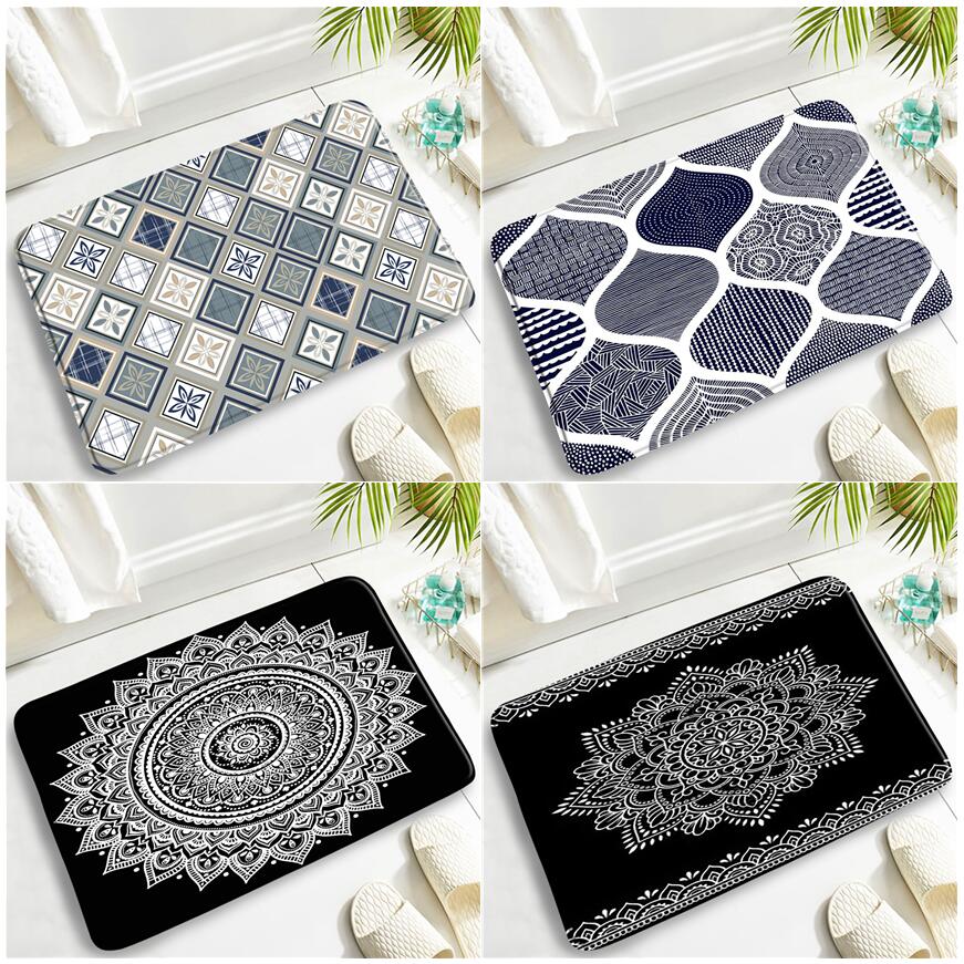 Bohemiska badrumsmattor abstrakta geometriska bohemiska blommiga dörrmattor moderna entrésovrum kök badrum flanellmattor inredning
