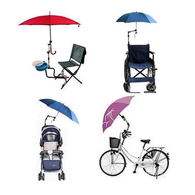 Rustfrit stål paraply står enhver vinkel drejelig kørestol cykel paraply stik klapvogn paraply holder regn gear
