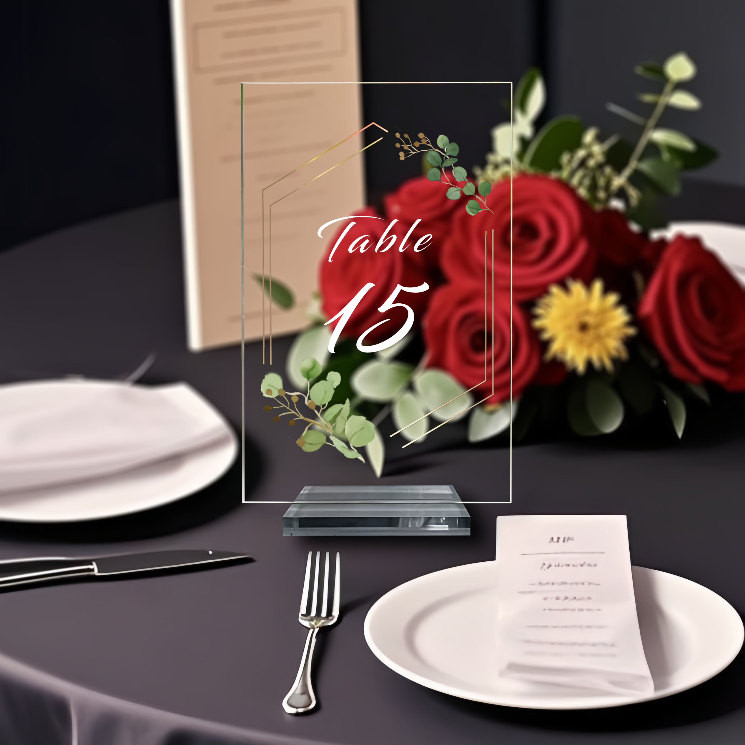 10 sett (bryllupsbord i størrelsen 1-10) 4 x 6 tommer med base, brukt til bryllup, konfirmasjonssesong, bursdager, jubileer)