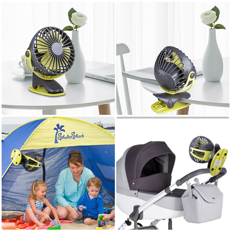 Portable Cooling Mini Fan 360 Degree Rotation Rechargeable Fan USB Charging Desktop Clip Fan Strong Airflow 4 Speed Cooler
