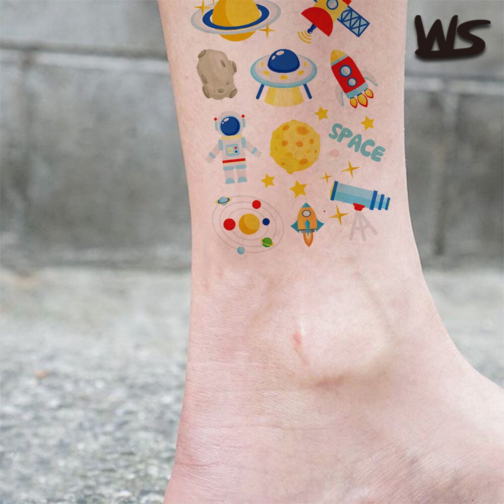 Astronaut Temporary Tattoos Stickers Boy Kids Universe Series Outer Space Birthday Party Favors Space Tattoos Decorations