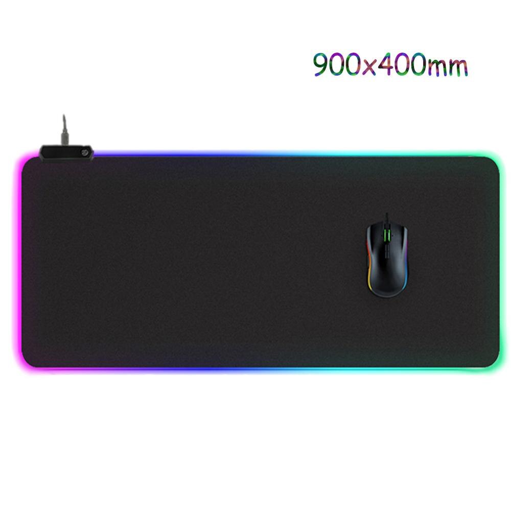 XXL alfombrilla de ratón grande para juegos alfombrilla de ratón para ordenador alfombrilla de ratón RGB XL alfombrilla para jugador almohadillas para teclado alfombrilla de ratón USB: Black 900x400mm