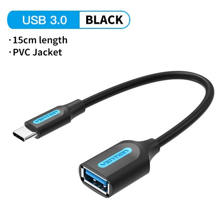 Vention adattatore cavo USB C a USB OTG USB tipo C maschio a USB 3.0 2.0 femmina per Macbook Pro adattatore Samsung S20 USB C OTG: USB 3.0 Black