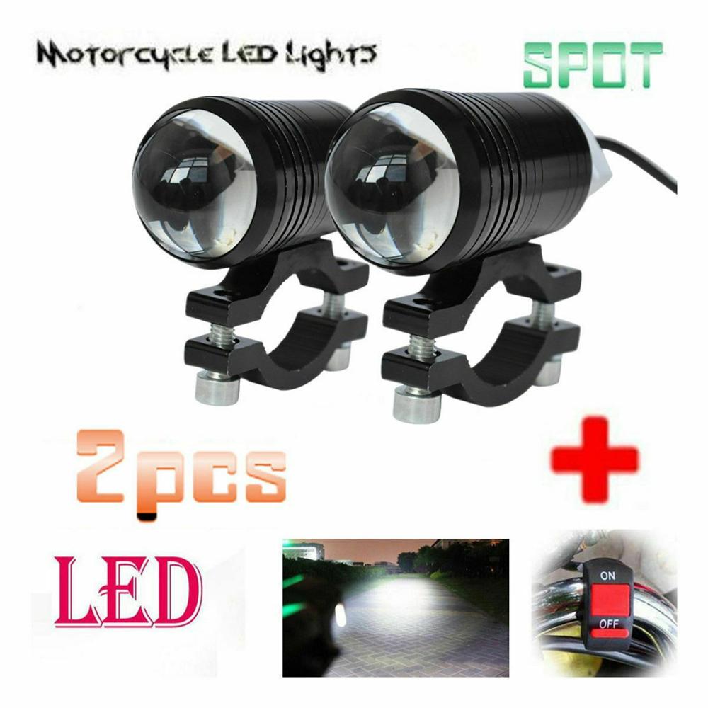 2pcs Bright Headlight Motorcycle Fog Lights LED Driving Spot Work Lamp Switch Universal E-bike Scooter Fog Spotlight Moto Lamp