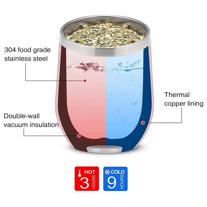 Yerba Mate Kalebas Thee Cup Set 12Oz, dubbele Wand Roestvrij Koffie Water Cup Met Deksel 1 Bombillas Rietjes Filter Lepel &amp; Borstel