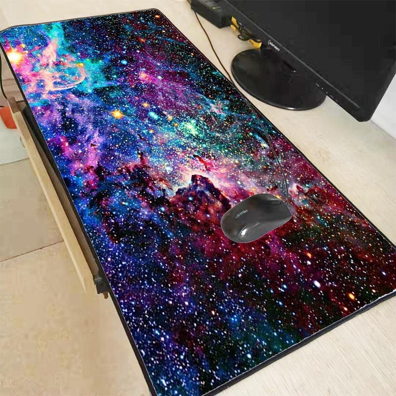 Tamanho impermeável do mousepad da borda do fechamento das esteiras do jogo do gamer do espaço exterior de mairuige para 300*800*2mm e 400*900*3mm projetam a grande almofada do rato