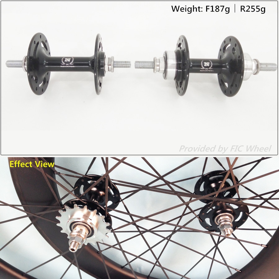 440g Novatec fixed gear hub alloy CNC 17T front 20h 32h rear 24h 32h Black J hook track wheel hub