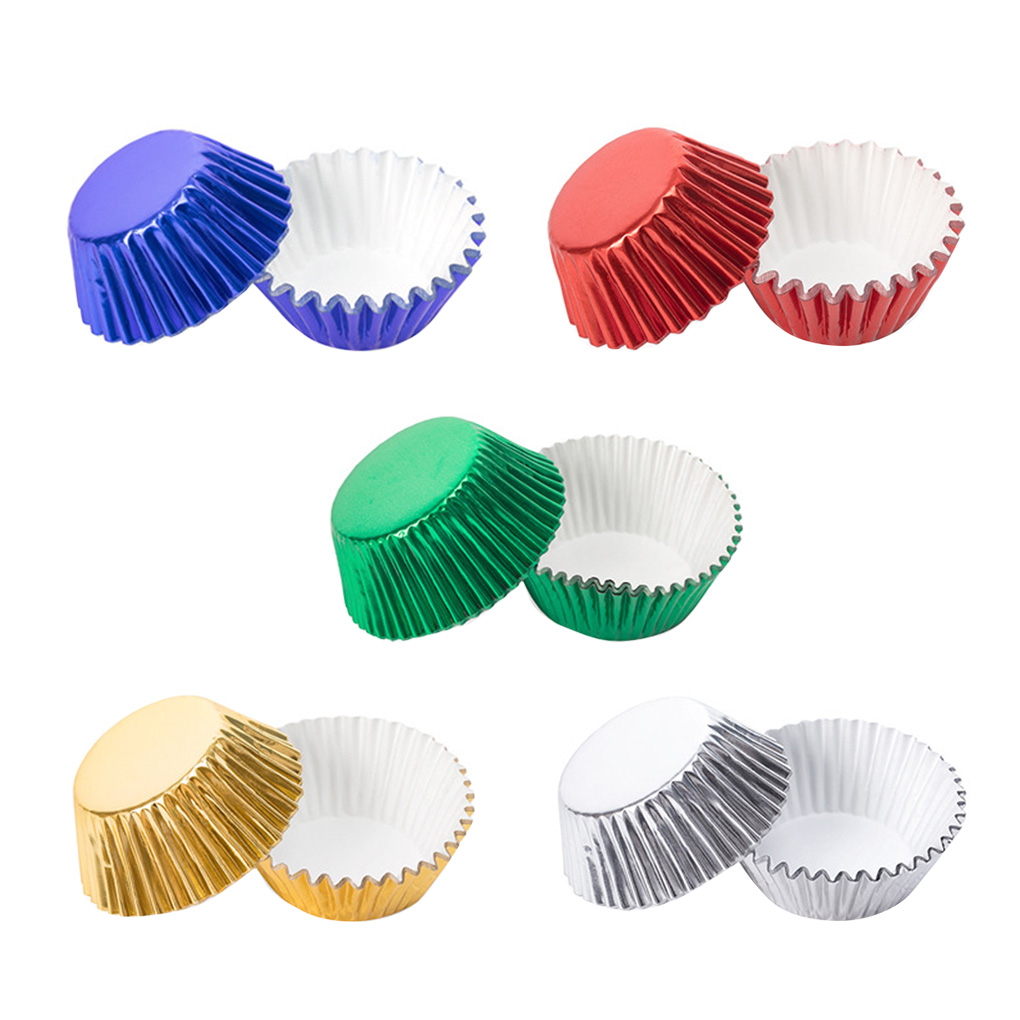 100 Stuks Paper Cupcake Cup Aluminiumfolie Muffin Baking Cups Liners Cupcakes Case Container