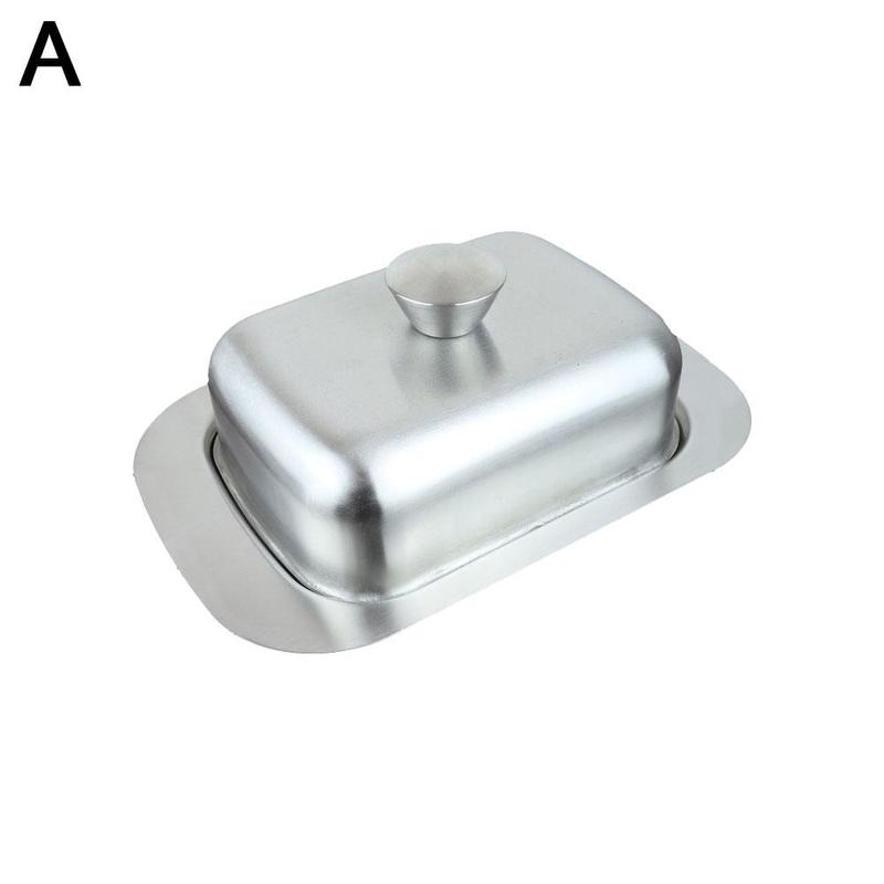 1pc Stainless Steel Butter Dish Box Container Cheese Server Storage Keeper Tray With Lid Kitchen Dinnerware: A
