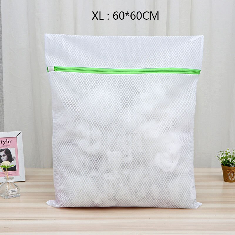 Green Zippered Laundry Washing Bags Fine Mesh And Honeycomb Pattern Freshly Net Bags for Washing Machine: Honeycomb 60-60cm