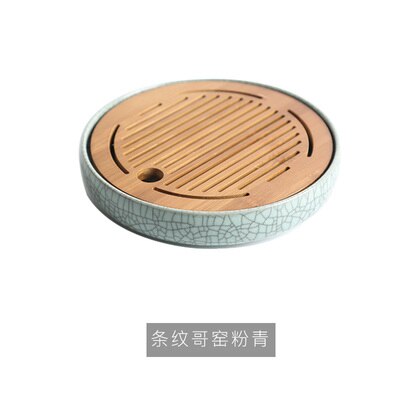 Longquan celadon te sæt lille tebakke keramik + bambus vand opbevaring te bord te simpel runde tallerken tallerken: C