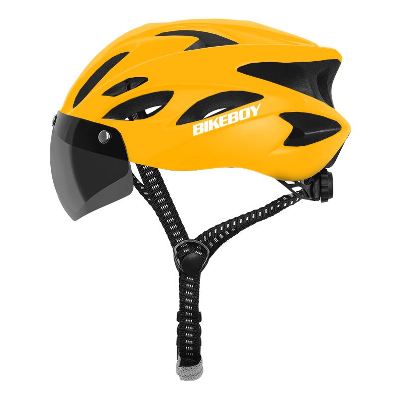 Bikeboy Fietsen Helm Met Bril Ultralight Mtb Fietshelm Mannen Vrouwen Mountain Road Casco Sport Specialiced Fietshelmen: yellow 1 lens