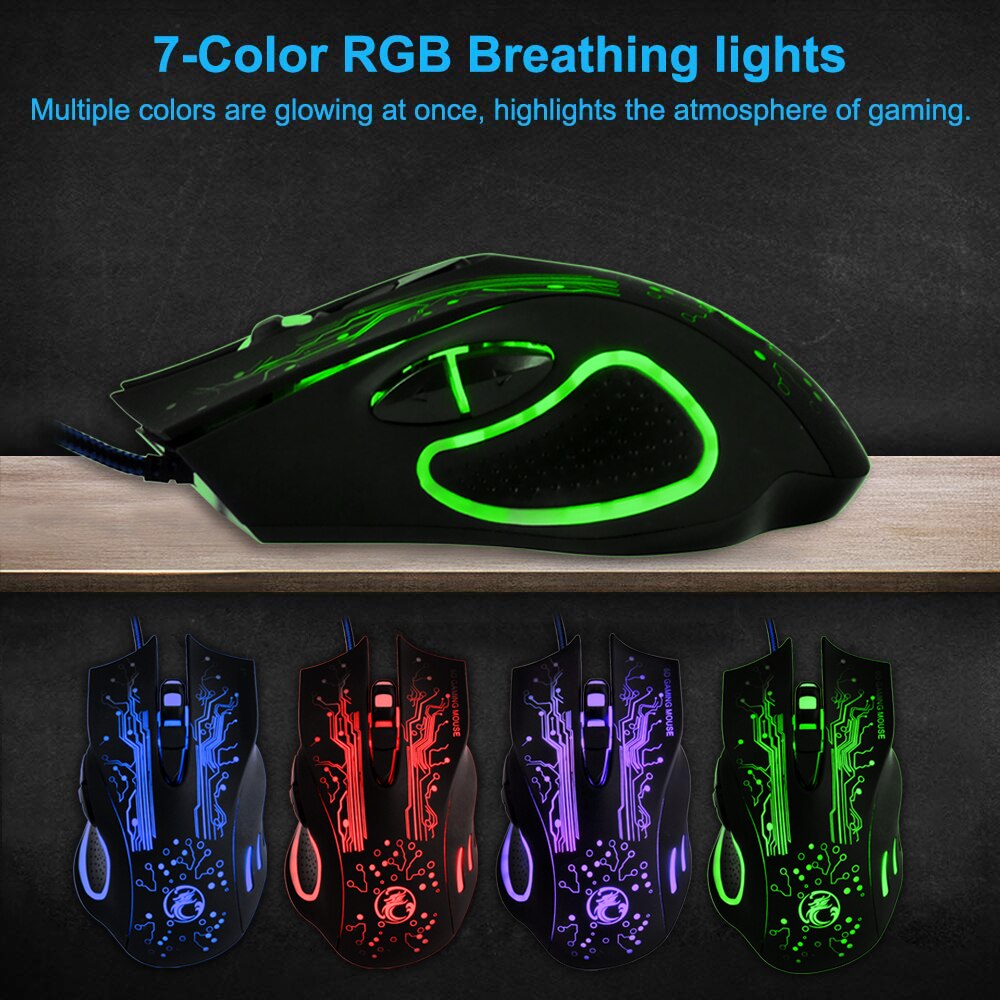 Wired Gaming Mouse RGB Computer Mouse Gamer USB Ergonomic Mause PC Silent Mouse Gaming 7 Button With Cable LED Backlit Game Mice