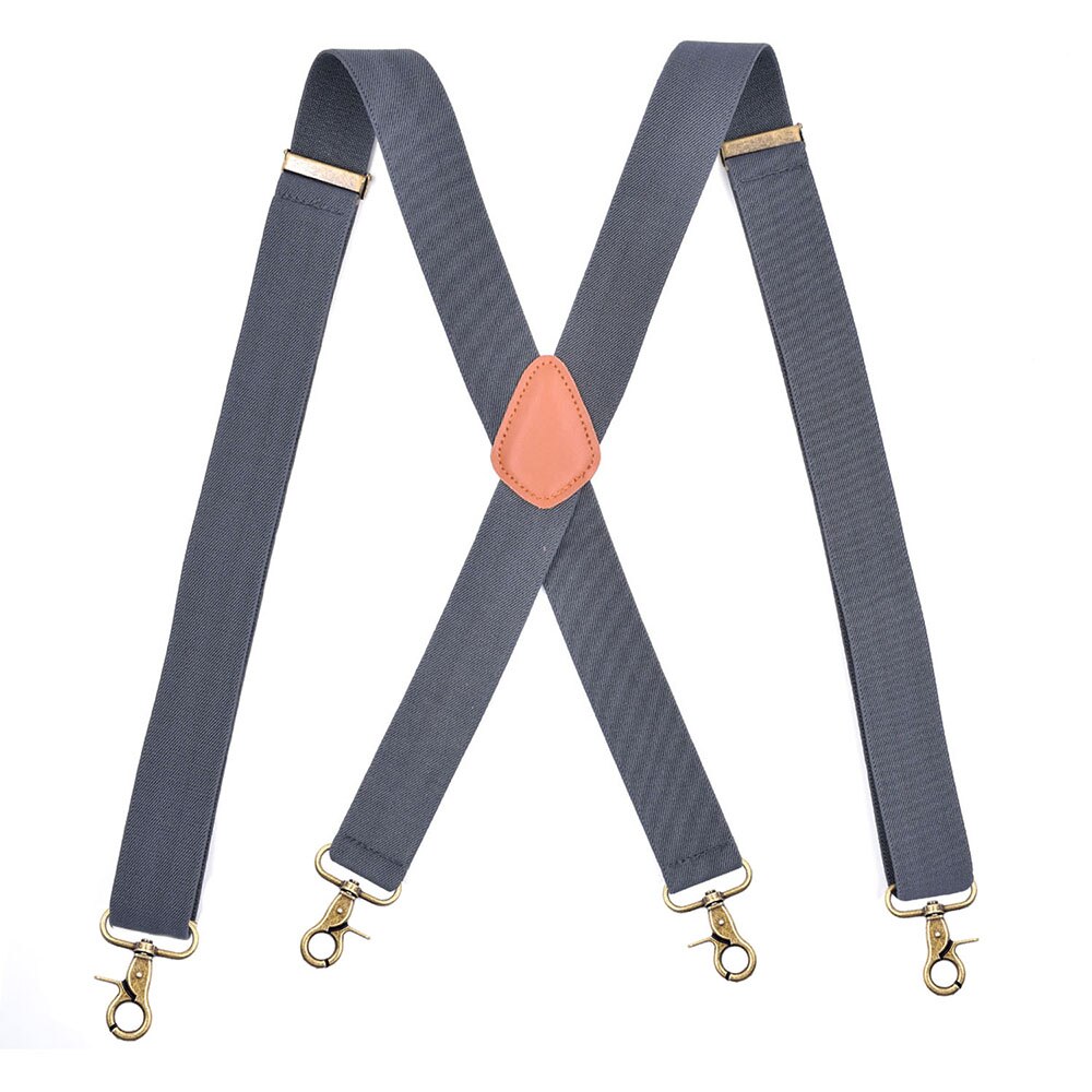Vintage koukku henkselit miehille häät 3.5cm leveää x-musta raskas iso korkea säädettävä joustava housujen olkaimet olkaimet-musta: Harmaa